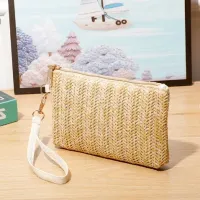 Mobile phone purse for women - new medium long straw knitting purse knitted purse for women