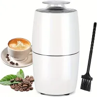 Silent electric coffee and spices grinder - stainless steel knives on freshly ground coffee, spices, nuts and grain