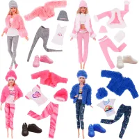 Set of 5 pieces of fashionable clothes and accessories for Barbie dolls