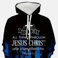 Men's Christian sweatshirt with hood and print "Jesus Christ" - design sweater for leisure