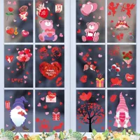 Sada ozdobných roztomilých nálepek do okna s valentýnským motivem