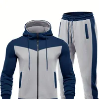 Men's two-piece sports kit with coloured blocks, zipper and drawstring, for every occasion