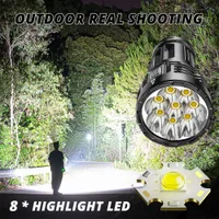 8LED super bright flashlight powerful LED flashlight rechargeable COB side light 4 modes outdoor adventure 3 in 1 flashlight