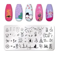 Stamp nail plate with Christmas motifs