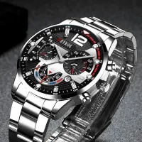 Men's Fashion Watch - Luxury stainless steel quartz wristwatch Calendar Luminist Clock