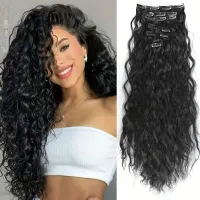 Wavey Clip-In hair with corn wool - Natural curly synthetic hair for women