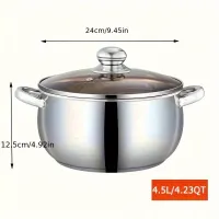 Stainless steel casserole 24 cm with tempered glass lid,