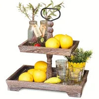 American rustic two-story wooden tray, storage and storage space, table stand for cakes, candy and desserts