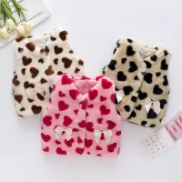 Autumn and winter girl vest with bow Love Knot, cotton clip, warm and fashionable without gloves fur coat