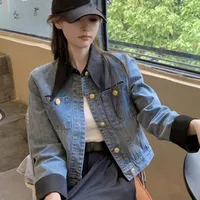 Femeii luxos populare jean sacou modern cu guler negru