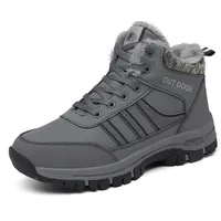 Designer men's winter snow boots - waterproof leather sneakers