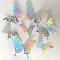 Set of 3D adhesive butterfly stickers on the wall - different colors