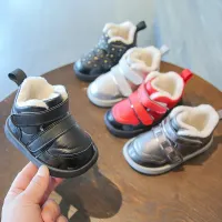 Children's winter snow boots for toddlers and infants - warm teddy outdoor ankle boots with soft sole antislip baby boots