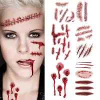 Halloweenské vodotěsné dočasné tetování - krvavé rány