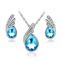 Luxurious women's necklace + earrings - Blue