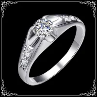 Women's ring with shiny stone - silver color
