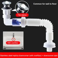 Furtun de scurgere pentru chiuvetă cu tub ondulat - Sistem de scurgere extensibil cu deodorant anti-blocare pentru bucătărie și baie