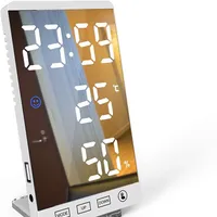 Teplota Vlhkost LED Zrcadlo Stolní elektronický budík
