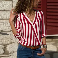 Women's striped blouse with long sleeves