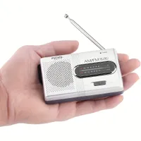 Mini radio con antena telescópica y conector para auriculares