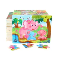 Children's cute wooden puzzle with animals