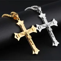 Fashionable vintage men's chain with cross
