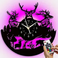 Horloge murale en vinyle avec motif de cerf - Décor mural silencieux