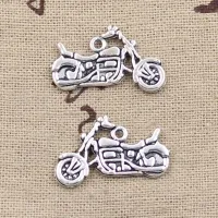 15 pcs pendants with motorcycle and scooter theme, 14x25 mm, ancient bronze and silver color