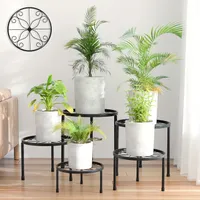 Ensemble moderne de 5 supports en fer résistants pour plantes de différentes tailles pour un usage intérieur et extérieur