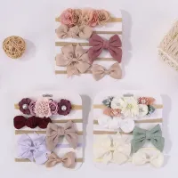Bentițe elastice pentru bebeluși cu fundițe și flori - mai multe variante, set de 5 bucăți