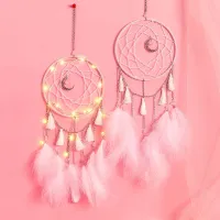 Pink dream catcher with feathers for girls