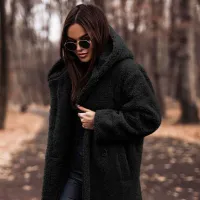 Fashion long pure color wool ladies long sleeve coat