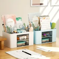 Work desk organizer with 2 drawers - multifunctional for pens, pencils and office supplies, practical gift