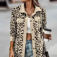 Women's autumn leopard jacket corduroy jacket coat women's shirt with long sleeve winter loose shirt jackets for women