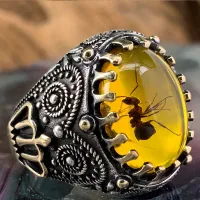 Men's chunky vintage ring with stone