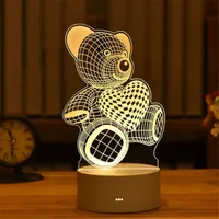 Lampa z iluzją 3D - Walentynkowy miś