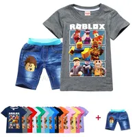 Ensemble de vêtements pour garçon - T-shirt à manches courtes et shorts avec imprimés des personnages préférés du jeu ROBLOX