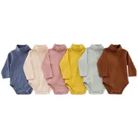 Children's ribbed single-colored points with long sleeve and turtleneck