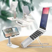 Universal adjustable tablet stand, smartphone and laptop with cooling stand and folding holder