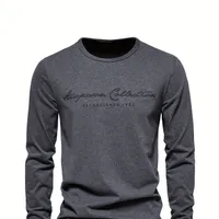 Men's cotton T-shirt with long sleeve and letter printing