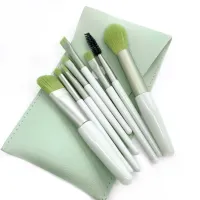 Practical set of cosmetic brushes in leather case - 8 pieces, more color variants