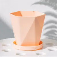 Plastic flower pot with saucer