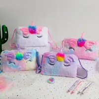 Borsa a tracolla quadrata con unicorno di peluche per bambini dell'asilo