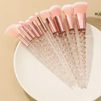 Set of professional cosmetic brushes with crystal unicorn