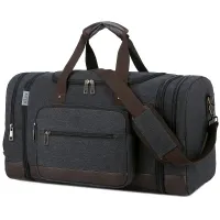 Taška na zip, plátěná cestovní taška, všestranná velká noční taška pro víkendy