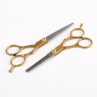 Gold stainless steel hairdressing scissors