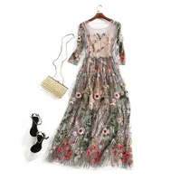 Summer tulle maxi dress with embroidery Allisson