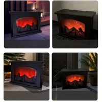 Flame Fireplace Wind Lamp with Imitated Coal, Retro Battery/USB Decoration, Pro Interior, Room,