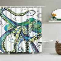 Shower curtain with octopus