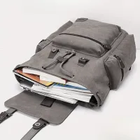 Practical canvas backpack for computer with lapel - ideal for travel